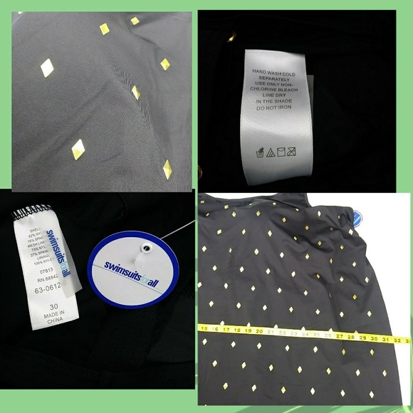 SOLD SWIMSUIT PLUS SIZE 30 SWIMDRESS GOLD STUDS - Picture 7 of 8